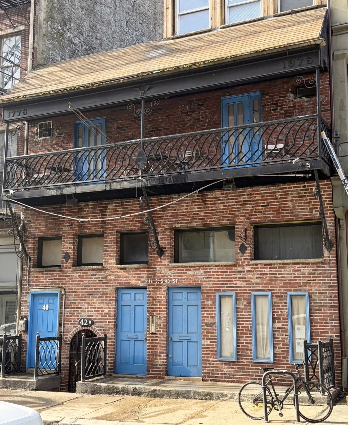 Historic Brick after Graffiti Removal from Second story landing area
